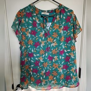 NWT Beacon Apparel Stitch Fix sheer floral blouse, size XL